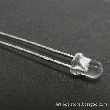 LED Emitting Diode, 3mm Round White Emitted Color Water Clear Lens Appearance with High Efficiency